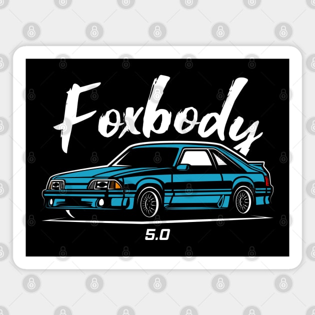 Blue Racing Fox Body Stang Magnet by GoldenTuners